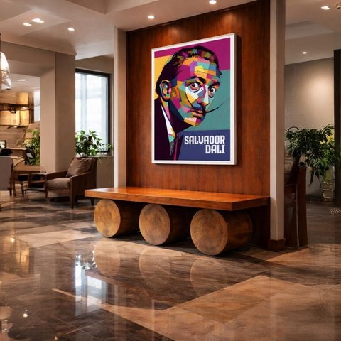 Quadr Canvas Metal Poster Salvador Dali 60x40cm Mold Branca