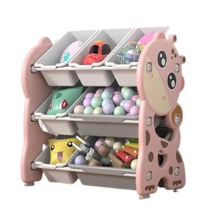 Estante Organizadora de Brinquedos 3 Prateleiras Multiuso Porta Sapato Girafinha Rosa