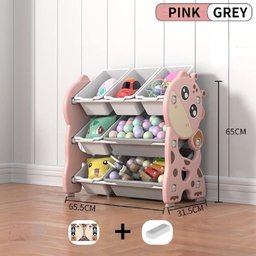 Estante Organizadora de Brinquedos 3 Prateleiras Multiuso Porta Sapato Girafinha Rosa - 5
