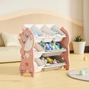 Ver imagem 4 de Estante Organizadora de Brinquedos 3 Prateleiras Multiuso Porta Sapato Girafinha Rosa