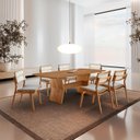 Ver imagem 1 de Conjunto de Mesa Jantar Raiz Tampo 180cm Barril Laminado e 6 Cadeiras Eloá Premium Natural Quartzo/Imbuia Natural/Cinamomo Marrom