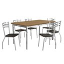 Ver imagem 5 de Mesa de Sala Jantar Reno C/ Tampo Madeira 160cm + 6 Cadeiras Portugal Cromada - Assento Branco 106