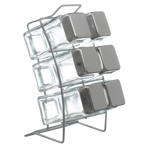 Porta Temperos e Condimentos com 6 Potes P/ Cozinha Gourmet Pgb Porta Temperos com 6 Potes