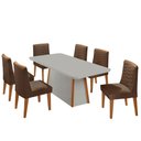 Ver imagem 2 de Mesa de Jantar Diane 180cm Tampo Mdf Vidro com 6 Cadeiras Eloise Moderna Mobília