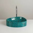 Ver imagem 2 de Cuba de Apoio Verde Turquesa 41x24 Exclusiva Verde Brilhante