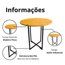 Ver imagem 4 de Mesa Redonda Estilo Industrial Ferro e Madeira