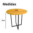 Ver imagem 2 de Mesa Redonda Estilo Industrial Ferro e Madeira