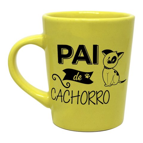 Caneca Pai de Cachorro Amarela Ceramica 270ml