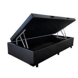 Cama Box Baú Solteiro 0,88 X 1,88 X 0,40 Premium Corino Preto - 1