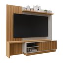 Ver imagem 5 de Painel Para TV Sala Quarto 65 Polegadas Rack Home MDF Ripado Marrom Nature Branco Off White 220cm