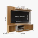 Ver imagem 3 de Painel Para TV Sala Quarto 65 Polegadas Rack Home MDF Ripado Marrom Nature Branco Off White 220cm