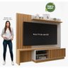 Painel Para TV Sala Quarto 65 Polegadas Rack Home MDF Ripado Marrom Nature Branco Off White 220cm - 4