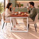 Ver imagem 4 de Mesa de Jantar Reforçada Industrial 70x70cm Tampo Vermelho Pés Branco