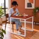 Ver imagem 5 de Mesa de Jantar Reforçada Industrial 70x70cm Tampo Vermelho Pés Branco