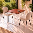 Ver imagem 2 de Mesa de Jantar Reforçada Industrial 70x70cm Tampo Vermelho Pés Branco