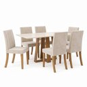 Ver imagem 3 de Conjunto Sala de Jantar Mesa Lisa 160cm Tampo de Vidro Canto Reto 6 Cadeiras Lily