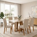 Ver imagem 1 de Conjunto Sala de Jantar Mesa Lisa 160cm Tampo de Vidro Canto Reto 6 Cadeiras Lily