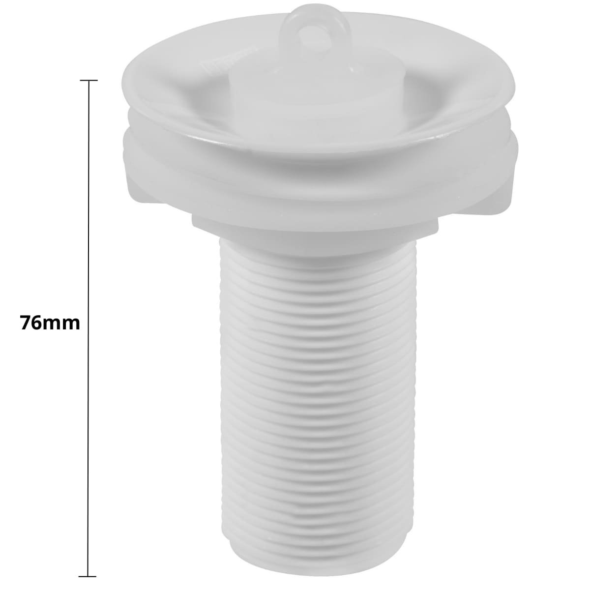 Sifão Sanfonado Universal 61cm Branco + Válvula de Lavatório 7/8" com Tampa Branca + Veda Rosca - 3