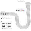 Ver imagem 5 de Sifão Sanfonado Universal 61cm Branco + Válvula de Lavatório 7/8" com Tampa Branca + Veda Rosca