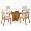 Ver imagem 2 de Mesa de Jantar 4 Lugares Antonella com Vidro Nature/off White/linho - Panorama Móveis