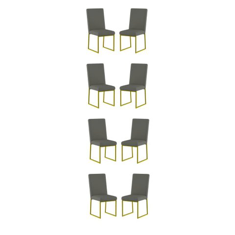Kit 8 Cadeiras para Mesa de Jantar Base Industrial Dourado Balaqui Cor:cinza