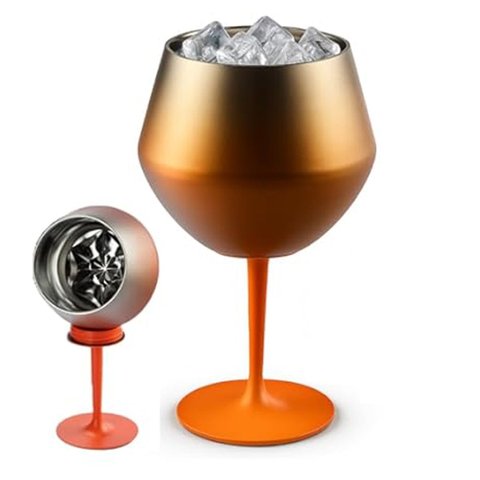 Taça Copo Termico Inox 2 em 1 Bebida Drink Vinho Cocktail Praia Piscina Confraternizaçao Evento Fest
