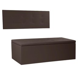 Kit Painel e Calçadeira Baú Queen 1,60m Berlim Corano Marrom - Pallazio - 1