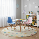 Ver imagem 2 de Conjunto Infantil Mesa Eames Branca 60cm com 1 Cadeira Azul Claro e 1 Cadeira Rosa
