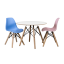 Ver imagem 1 de Conjunto Infantil Mesa Eames Branca 60cm com 1 Cadeira Azul Claro e 1 Cadeira Rosa