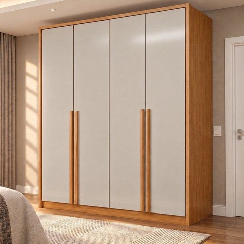 Guarda Roupa Solteiro 4 Portas 3 Gavetas 164cm 100% MDF Imperiale Premium