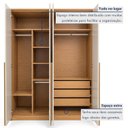 Ver imagem 7 de Guarda Roupa Solteiro 4 Portas 3 Gavetas 164cm 100% MDF Imperiale Premium