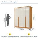 Ver imagem 4 de Guarda Roupa Solteiro 4 Portas 3 Gavetas 164cm 100% MDF Imperiale Premium