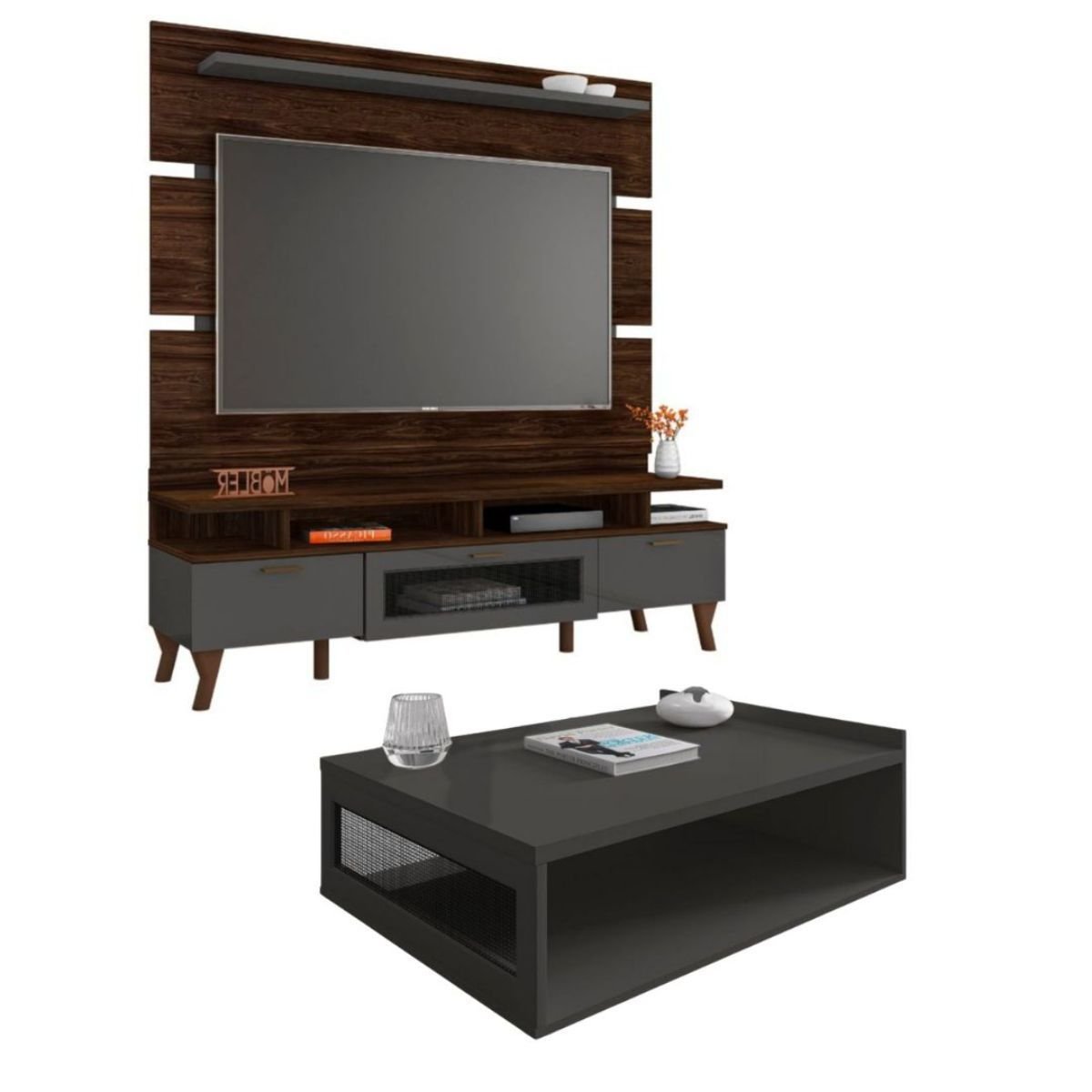 Tv Rack Arcade Rack Bancada 160 Cm Painel para Tv até 65” e Mesa de Centro Arcade ...