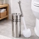 Ver imagem 2 de Escova Sanitária Inox com Suporte - Escova Vaso Sanitário Banheiro Limpeza Vaso