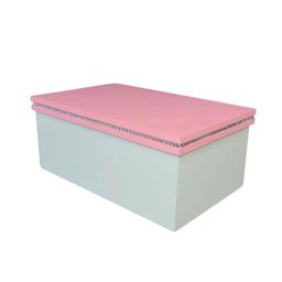 Caixa Personalizada para Duas Canecas Deitadas com Strass (25x15x10,5) Rosa/branco - 1