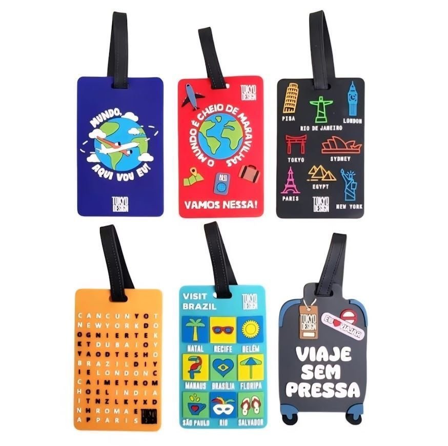 Kit 6 Tag Identificador Mala Viagem Etiqueta Bagagem Mochila