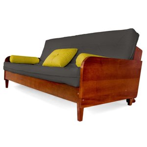 Sofá Cama Paris Acquablock Chumbo Madeira Maciça Cor Imbuia
