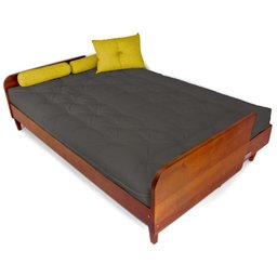 Sofá Cama Paris Acquablock Chumbo Madeira Maciça Cor Imbuia - 6