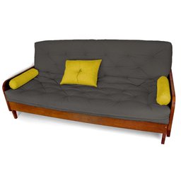 Sofá Cama Paris Acquablock Chumbo Madeira Maciça Cor Imbuia - 2