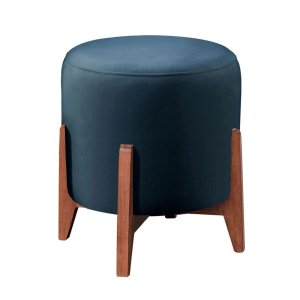 Puff Decorativo Luxo Thor Banqueta Em Veludo - Azul Marinho