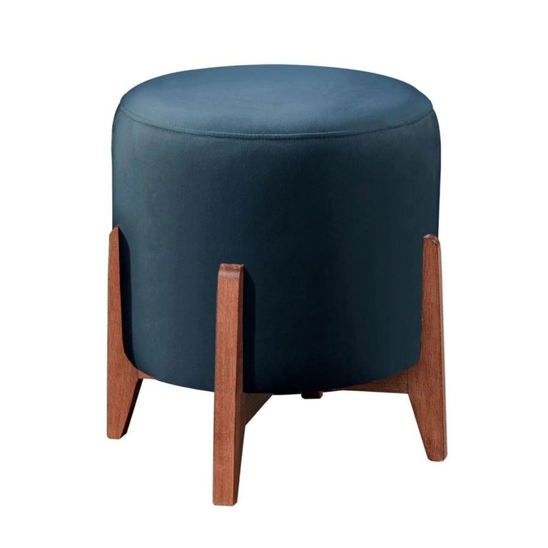 Puff Decorativo Luxo Thor Banqueta Em Veludo - Azul Marinho