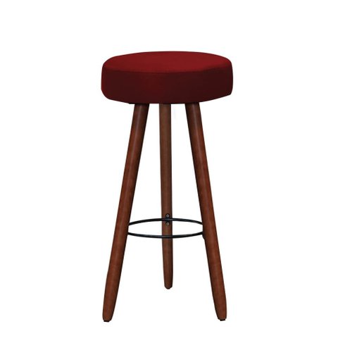 Banqueta Alta Redonda Pés Madeira Palito - Modelo Londres:vermelho