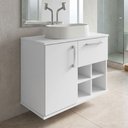 Ver imagem 3 de Armário Balcão Gabinete para Banheiro 70cm com 01 Gaveta 01 Porta Bia B06 Branco - Lyam Decor