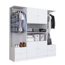 Ver imagem 3 de Guarda Roupas Casal 4 Portas 4 Gavetas 2 Cabideiros Closet Branco