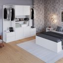 Ver imagem 1 de Guarda Roupas Casal 4 Portas 4 Gavetas 2 Cabideiros Closet Branco
