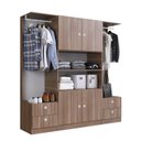 Ver imagem 3 de Guarda Roupas Casal 4 Portas 4 Gavetas 2 Cabideiros Closet Marrom/Montana