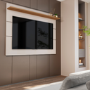 Ver imagem 1 de Painel para TV até 50 Polegadas Suspenso Vivare 1,36m com Prateleira Off White/Freijo