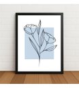 Ver imagem 4 de Quadro Floral Minimalista em Azul c/ Moldura e Vidro