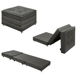 Puff Organizador Dobrável que Vira Colchão Cama Solteiro para Visitas Descanso - 1