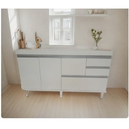 Gabinete para Pia de Cozinha de 150cm com 2 Gavetas e 1 Gavetão Branco Fosco Mdf15mm - 1